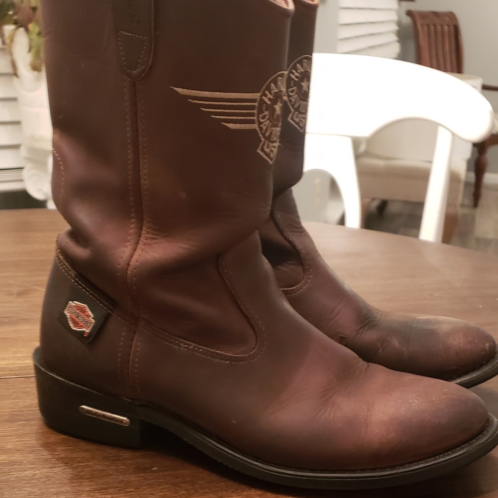 Harley Davidson brown leather riding boot